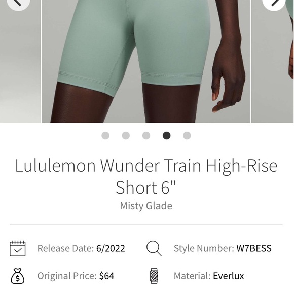 Lululemon Wunder Train High-Rise Short 6" Misty Glade Size 6 - Picture 3 of 8